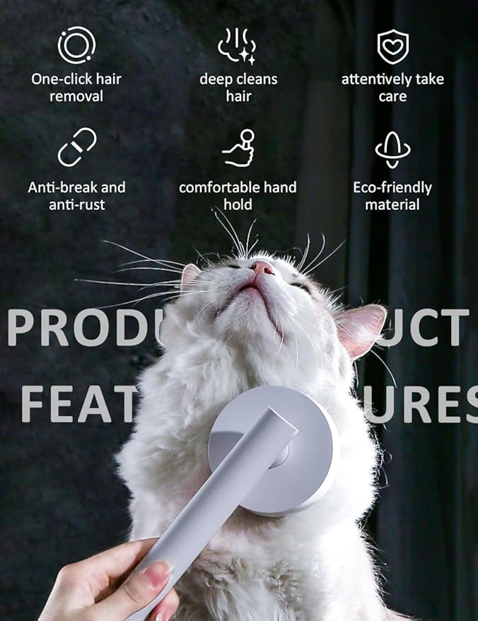 Dog Brush with Release Button for Shedding, Self Cleaning Cat Comb Hair Brush for Indoor Cats, Dog Deshedding Grooming Kit, Pet Supplies Hair Remover Tool