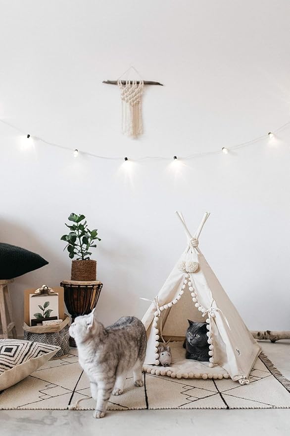 MINICAMP Pet Teepee Bed for Cats – Cozy Cat Beds for Indoor Cats – Luxury Pet House & Hideaway Bed for Cats & Small Animals - Made in EU (Small)