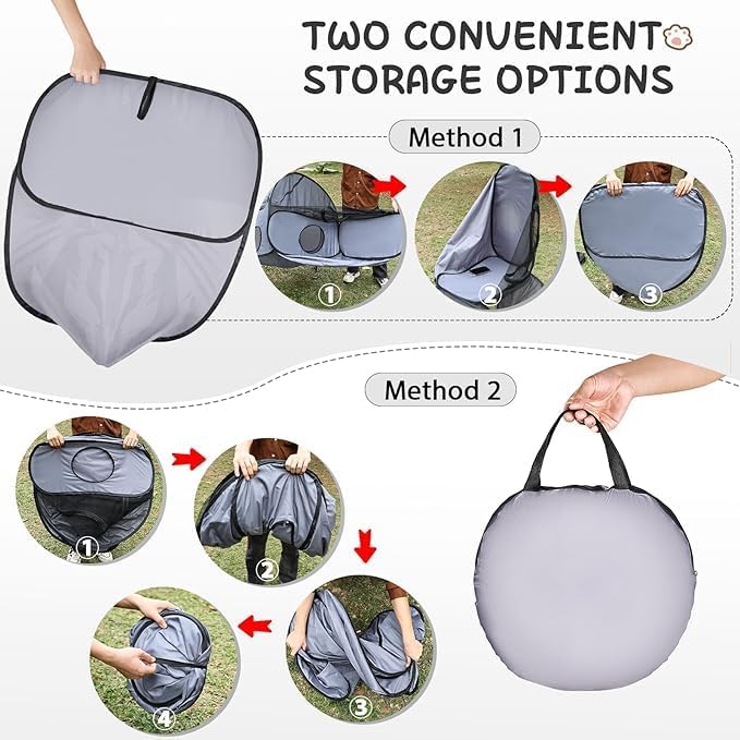 Tailtastic Pet Playpen with Surround Tunnel, Outdoor/Indoor Cat Playpen with Breathable Soft Sides，Tailtastic Cat Enclosure Tent for Small Animals, Portable Tent with Carry Bag (Medium)