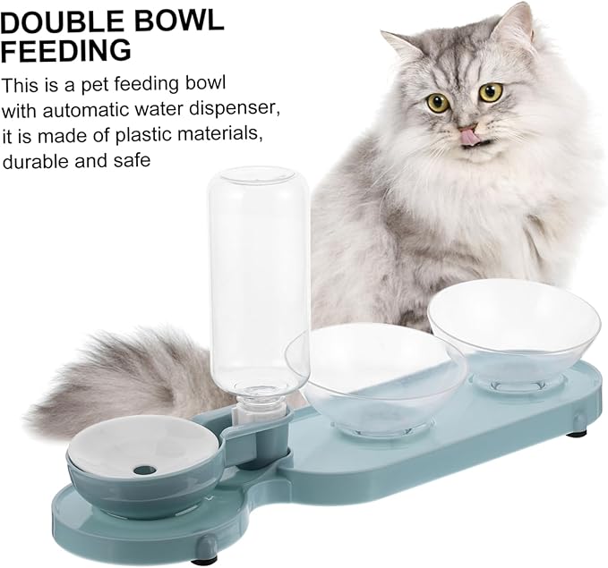 COLLBATH Automatic Cat Water Feeder 2 Tilt Bowls 500ml Pet Feeder Bowl Pet Water Dispenser for Cats