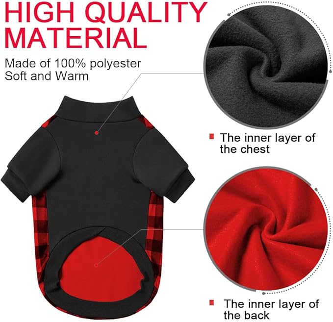 Ugly Christmas Dog Sweater – Soft & Warm Turtleneck Dog Outfit with Leash Hole, Cold-Weather Coat for Dogs & Cats, Perfect for Christmas (Red & Black, Small)