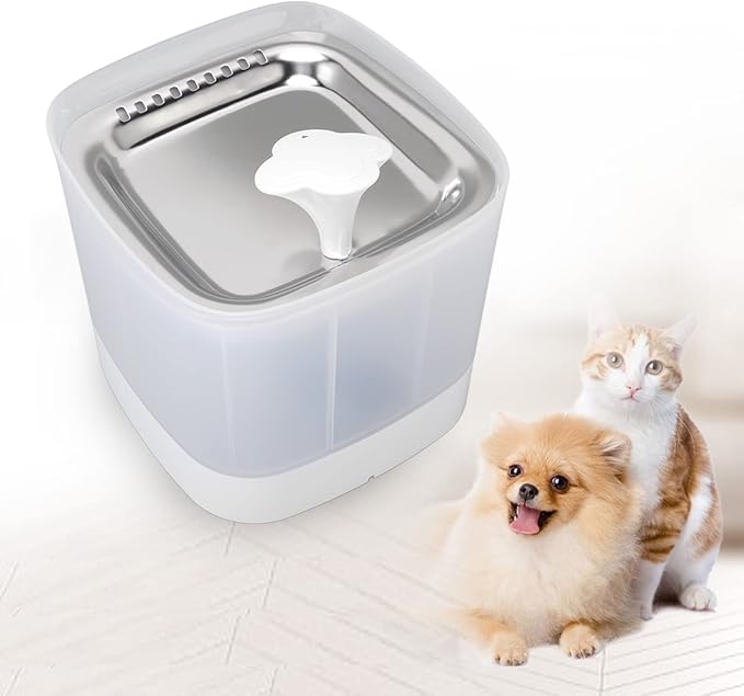 Pet Water Fountain 2.5L | 2 Modes & Double Filtration | Automatic Cat/Dog Hydration Device | Low Water Protection, BPA - Safe Plastic & Stainless Steel