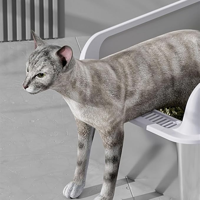 Pet Supplies, Stainless Steel Cat Litter Box,Large Metal, Non-Stick for Cats & Rabbits(Black)