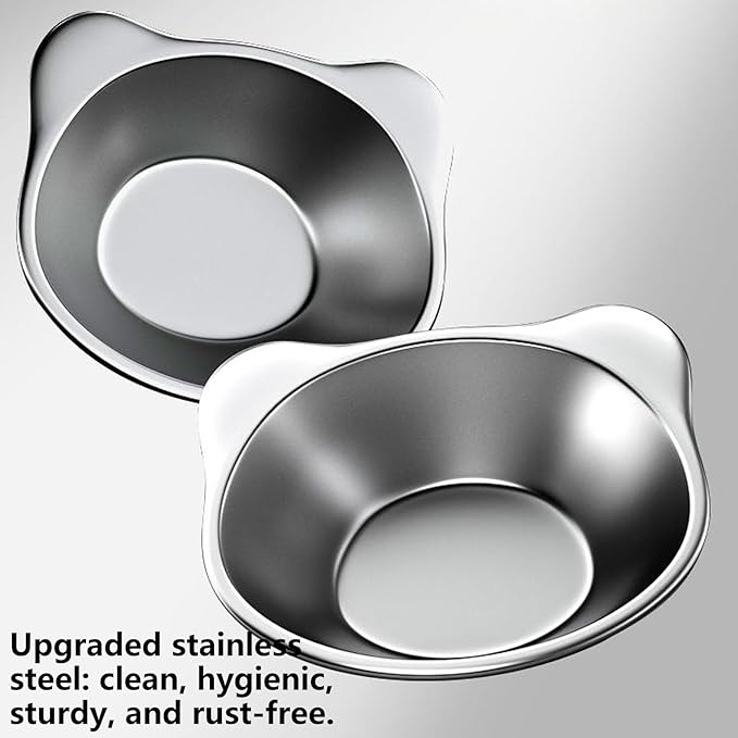 Elevated Cats Bowls Feeders Rustless Steel Bowl Stand with Weighted Base Feeding & Watering Pet Supply Rustless Steel Pet Bowl