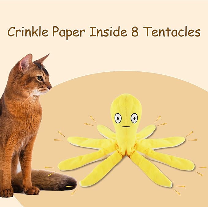 Andiker Catnip Toys for Cats, 10.63 Inches Cute Octopus Shape Plush Cat Toy with Catnip Crinkle Paper Soft Interactive Cat Toys for Indoor Cats Kittens Playing Chewing Biting (Blue)