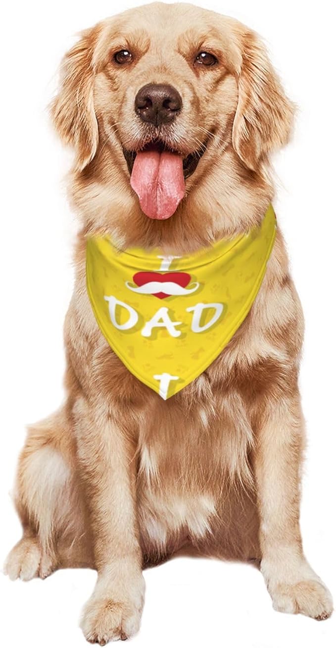 Happy Father's Day Dog Bandana Adjustable Reversible Triangle Dog Scarf Scarves Pet Bibs Costume Accessory Decor for Cats