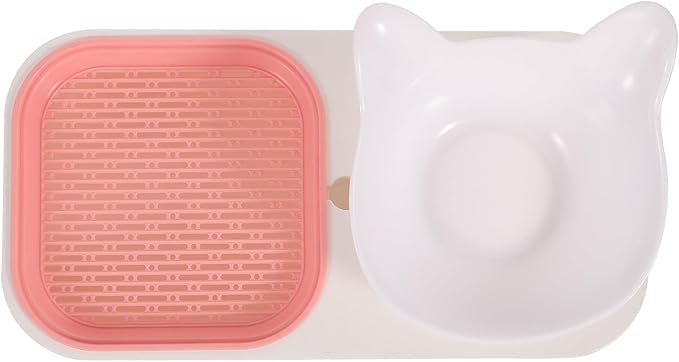 Veemoon Multi-Functional Cat Grass Planter and Pet Feeder Bowl with Watering Dish, Pink Kitten Food and Drinking Station for Indoor Cats