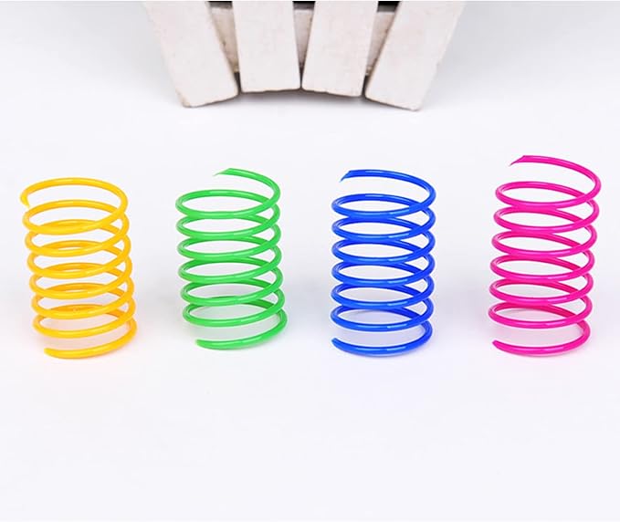 120 Pack Cat Spring Toy - Interactive Plastic Coils for Indoor Cats, Colorful Spiral Springs for Swatting, Biting, Hunting - Active Healthy Fitness Play Kitten Toys