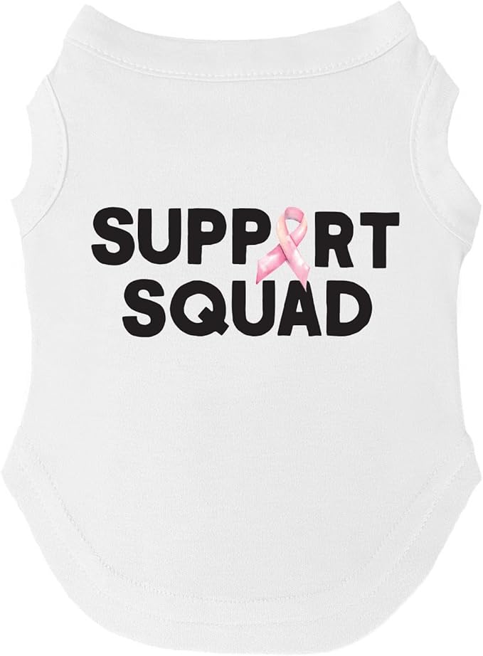 Support Squad Dog Tee Shirt | Sleeveless Breeds | Pink October | Breast Cancer. | Awareness & Support |White, 2X-Large 1411