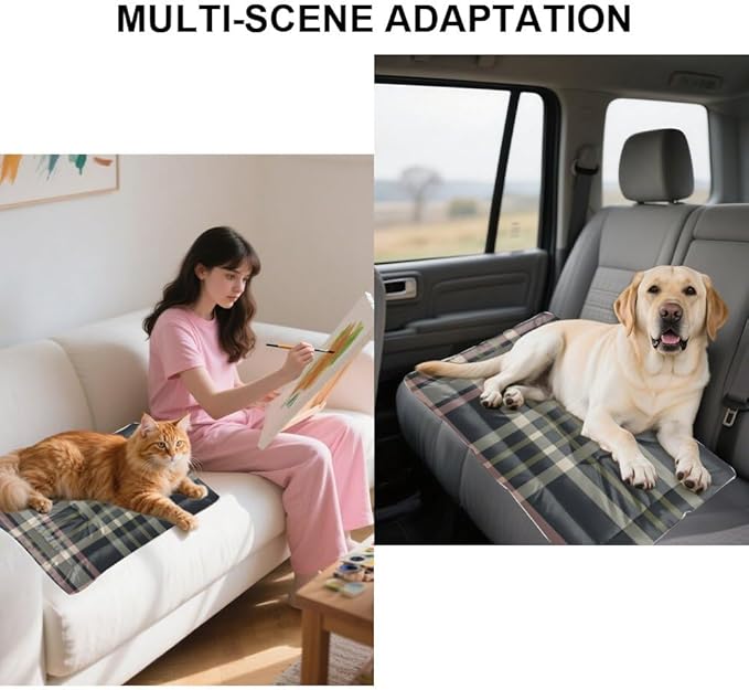 Pink Grey Plaid Crate Pad Non Slip Bottom Waterproof Kennel Pad Soft Pet Sleeping Mat Pet Supplies for Dogs Printed Dog Crate Beds Gift Soft Dog Bed 36× 24 Inch
