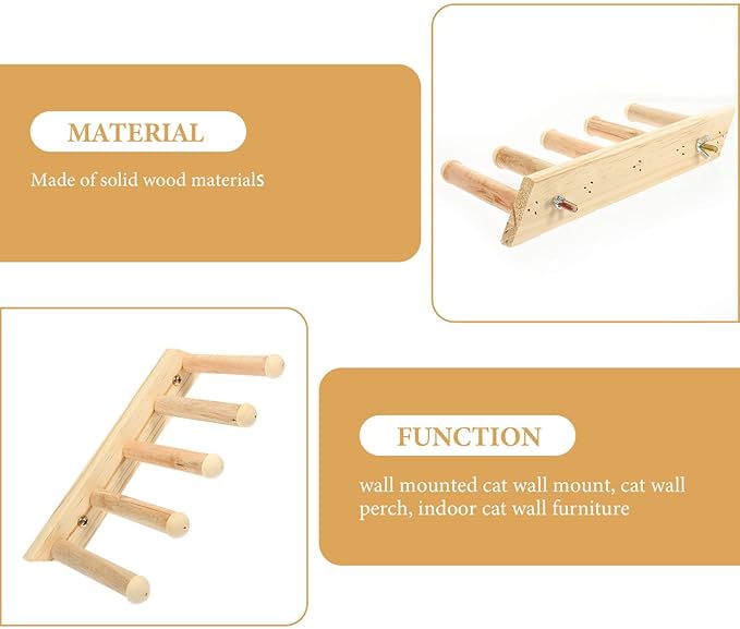 Cat Wall Steps Cat Scratch Wall Mount Shelf Cute Furniture Shelves Elevated Bed Climbing Ladder Steps Indoor Ladder Pet Plaything Wooden Log Tree
