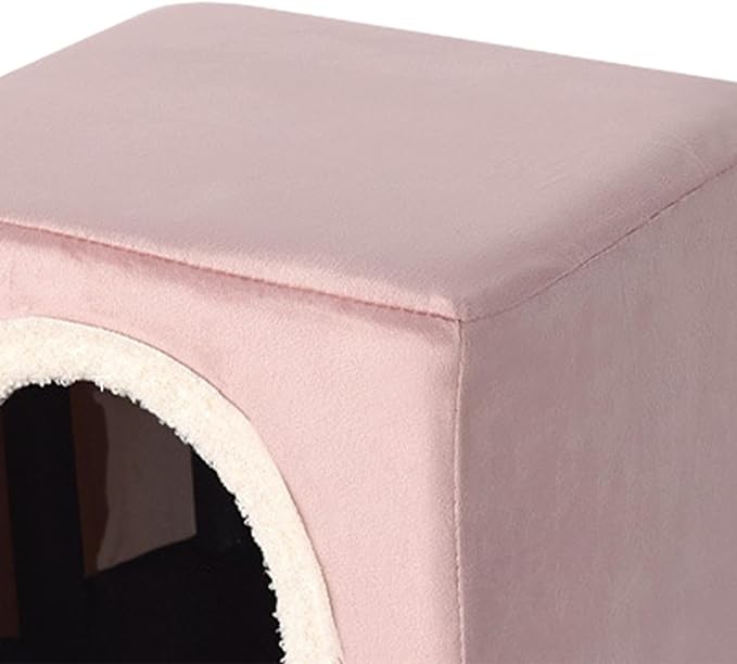 Baoblaze Cat House Cat Bed for Hideaway Furniture Sturdy Covered Cat Bed Cave Pet Condo for Cats Exercising Sleeping, Pink