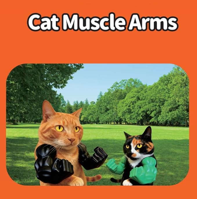 Cat Muscle Arms, Funny Pet Costume Accessory, Novelty Dress Up Props for Photos and Parties, Hilarious Cat Cosplay Gift (Green)
