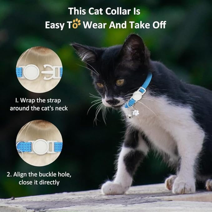 3 Pack Reflective Breakaway Collars with Bell and Paw Charm, Adjustable Safety Collars for Small Cats, Kittens, and Tiny Puppies - Night Visibility for Evening Outings