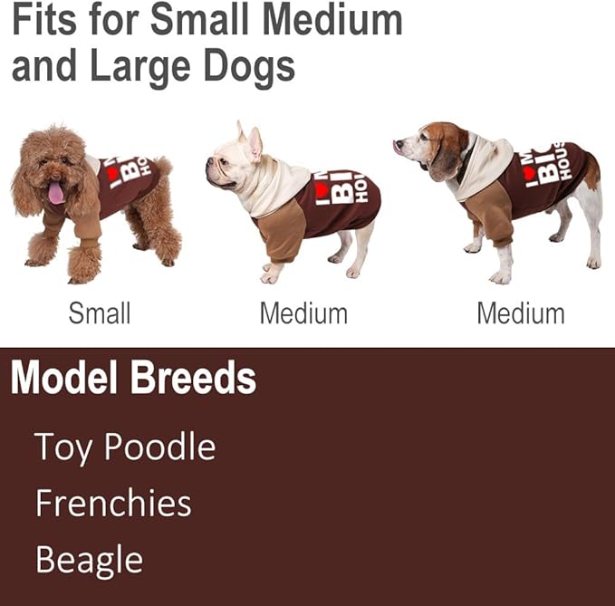 Fashionable Dog Hoodie – Soft & Warm Dog Sweater with Leash Hole,Pet Hooded Sweatshirt for Cats and Dogs with Broad Chests (e.g., French Bulldogs, Pitbulls) (Brown(House), Medium)