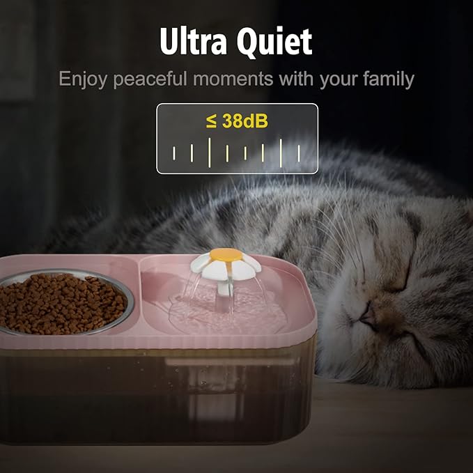 Cat Fountain Water Bowl Stainless Steel, 101oz/3L Automatic Pet Water Fountain, Dog Water Dispenser Cat Feeding Watering Supplies with 2 Filters for Cats, Dogs, Pets Pink
