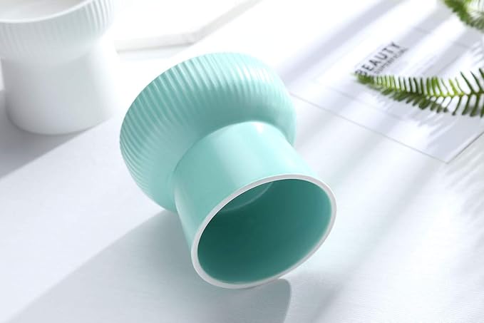 Raised Cat Food Bowl, Stress Free, Backflow Prevention, Elevated Cat Food Bowl Water Bowls with Stand, Porcelain,Dishwasher and Microwave Safe,Green