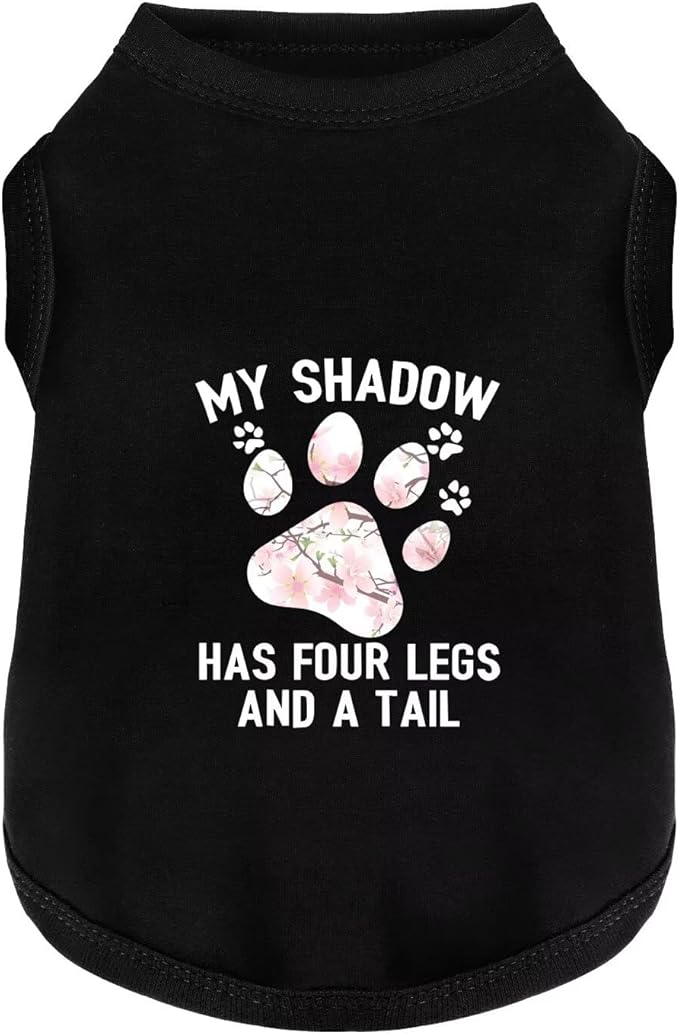Discover Cozy Cotton Canine Wear: Soft, Lightweight, and Breathable Dog Shirt Vest with Eye-Catching Graphics (My Shadow HAS Four LESGS and A Tail), Keeping Your Furry Friend Warm! Black 3XL