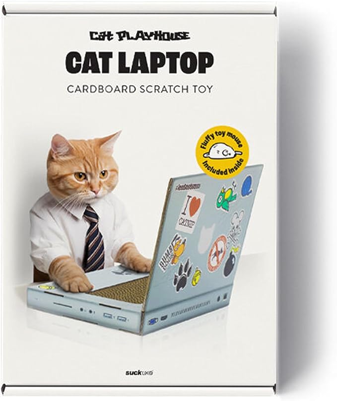 Suck UK - Cat Laptop- Cat Scratching Board - Cardboard Scratchers- Scratch Pad & Kitten Scratching Mat - Funny Furniture - Interactive Toy & Kitten Toys Gifts Cats