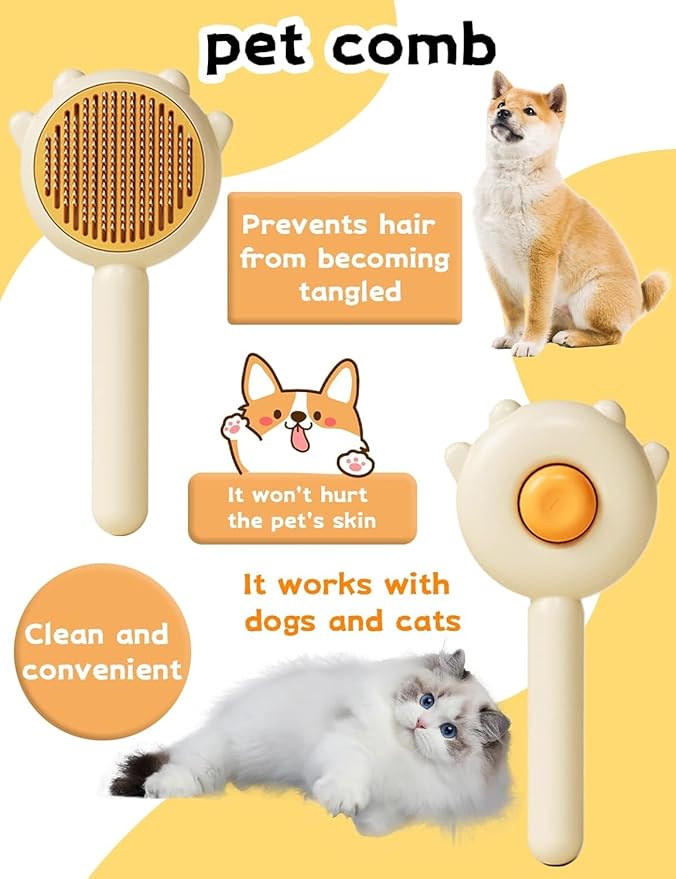 MRSXXNTY Pet Grooming Brush - Cat & Dog Fur Remover, Massage Brush for Long & Short Hair Pets, Removes Loose Fur & Hair (Green)
