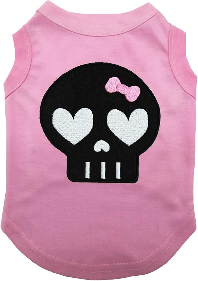 Petitebella Black Skull Face Puppy Dog Shirt (Pink, X-Small)