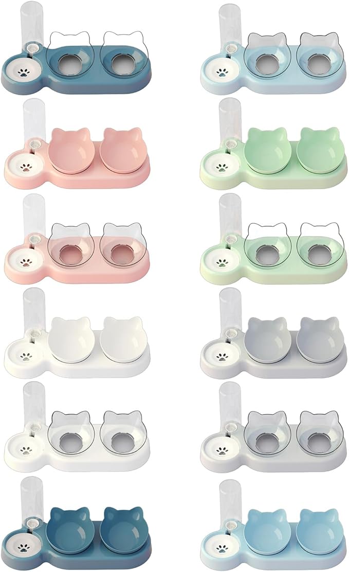 Multiple Purpose Cats and Dogs Double Bowl Automatic Water Feeding System Clear Visible Bowl and Travel