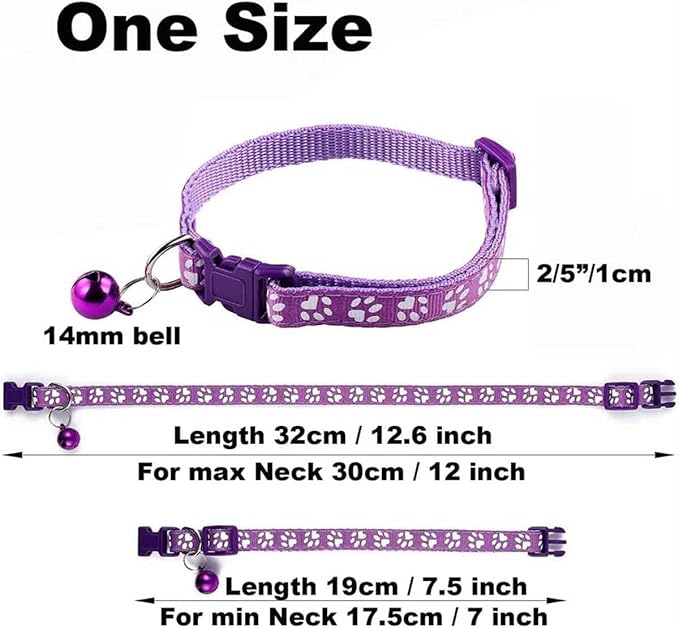 Cat Collar with Bell, 2-Pack Basic & Reflective Cat Collar with Bells for XXS Xs Small Pet Dogs Boy Tiny Kitten Girls Animal,Neck 7-12 Inch (Orange, Neck 7-12")