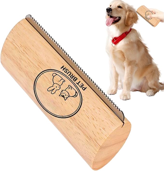 Cat Shedding Brush - Undercoat Remover Comb | Wooden Pet Grooming Brush for Kittens and Medium Large Cats, Removes Loose Long and Short Hair, Gentle Tool for Healthy Coat Care