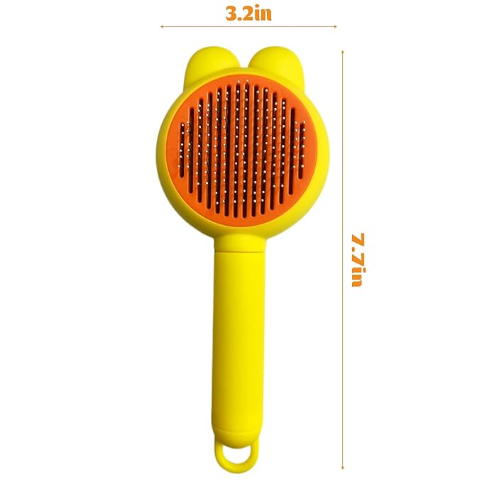 Flea Comb for Cats Dogs,Brush for Shedding Pet Hair Removal Comb Stainless Steel Massage Teeth,One-Click Hair Removal Yellow