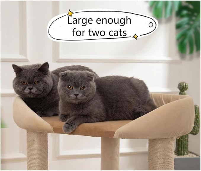 SHENGOCASE Modern Wooden Cat Tree Tower with Extra Large Platform, Perch Sofa Couch Bed for Maine Coon, Window View Design for Multiple Cats