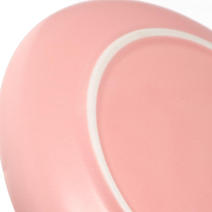 GANAZONO Ceramic Cat Bowl 6-inch Pink Reusable Pet Food Dish Cat Accessory for Indoor Feeding and Watering