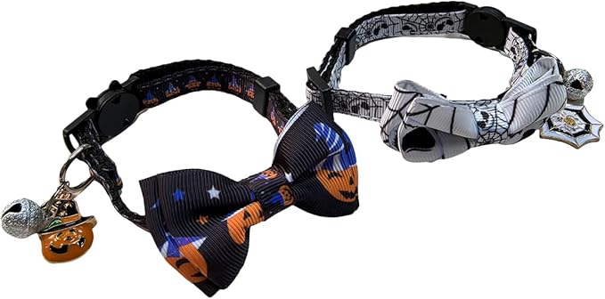 Pocoukate Cat Collar with Bells, Kitten Collar with Bell Breakaway Safety Buckle, Adjustable Kitten Collar for boy Girl Cats, Perfect Pet Supplies, Halloween Elements