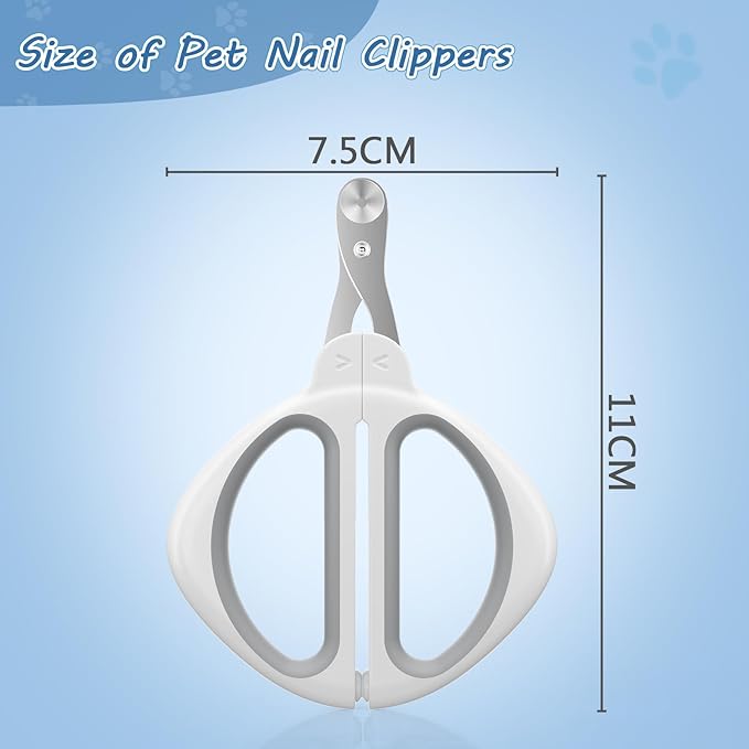 Cat Nail Clipper, Cat Nail Trimmer with Positioning Round Hole, Sharp Non-Slip Handle Cat Claw Clipper, Safe Indoor Cat Nail Clipper, Pet Nail Clipper for Cats, Puppies and More Animals - Grey