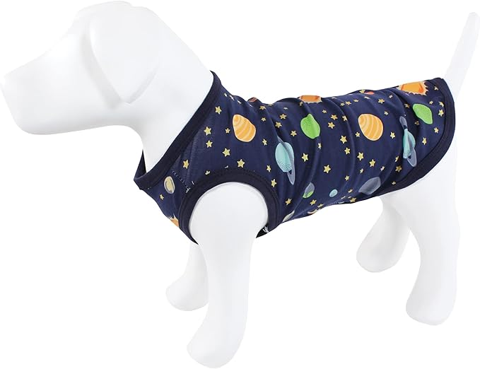 Luvable Friends Dog Pet Dog and Cats Cotton T-Shirts 2pk, Bananas Space, Medium