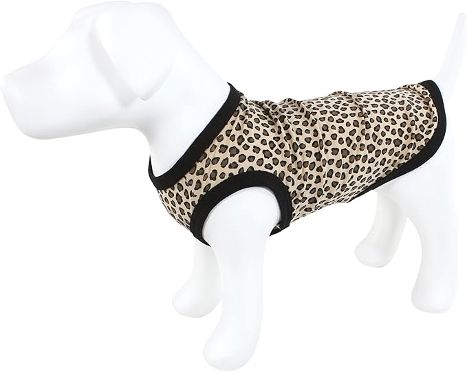 Luvable Friends Dog Pet Dog and Cats Cotton T-Shirts 2pk, Leopard Houndstooth, Large