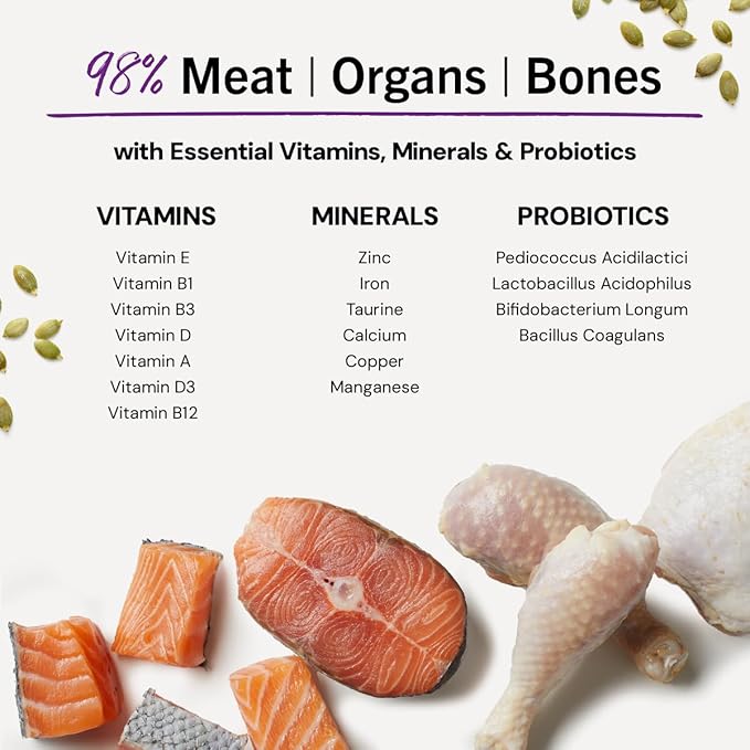 Stella & Chewy's Freeze-Dried Raw Cat Dinner Morsels - Premium Salmon & Chicken Recipe with 98% Wild-Caught & Cage-Free Protein - Natural Grain-Free Cat & Kitten Food - Made in USA - 8 oz