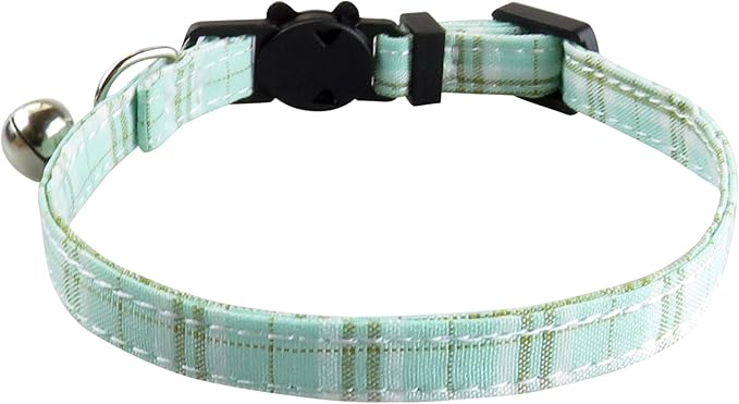 Cat Collar with Bow Tie and Bell, Breakaway Plaid Bowtie Cat Collar for Kitty, Cats, Puppy and Kittens, Blue