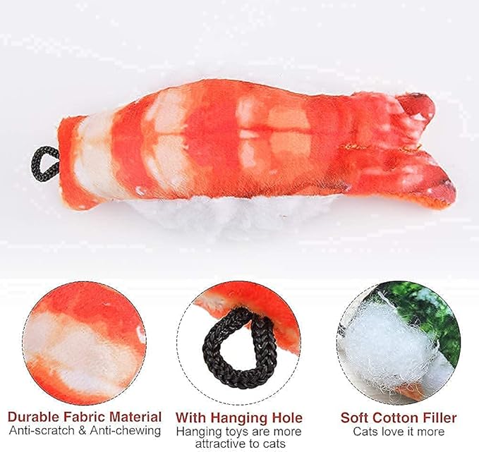 Catnip Toys, 8 Pack Kitten Toys for Indoor Cats, Bite Resistant Cat Chew Toy with Sushi Roll, Boredom Relief Fluffy Kitty Teeth Cleaning Chewing, Interactive Plush Gift