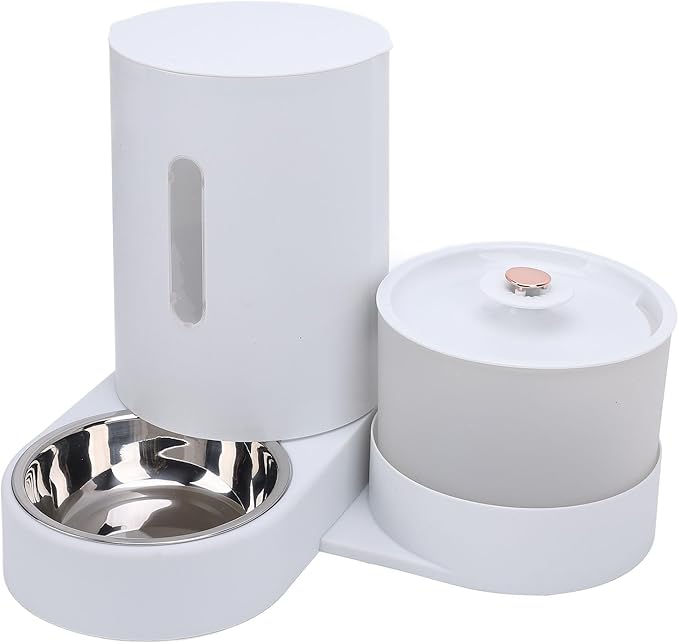 Cat Food Feeder and Water Fountain, Automatic Smart Pet Dry Food Dispenser and Water Dispenser for Pets Indoor