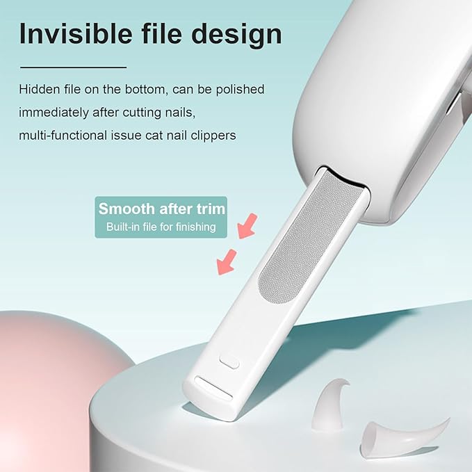 Cat Nail Clipper and Trimmer with 3 Adjustable Safety Levels Trimming Hole, Professional Indoor Kitten Supplies, Puppy Grooming Tools, with Debris Catcher & Hidden Nail File Blue
