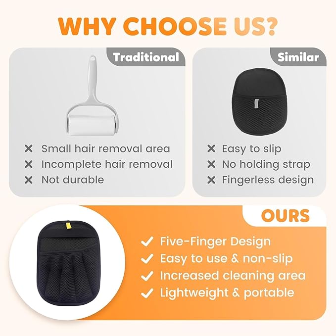 Pet Hair Removal Glove, Reusable Pet Hair Remover Glove, 2025 New Upgrade Efficient Grooming Gloves for Pet Hair, for Furniture, Carpet, Car Seat, Pet Grooming (2)
