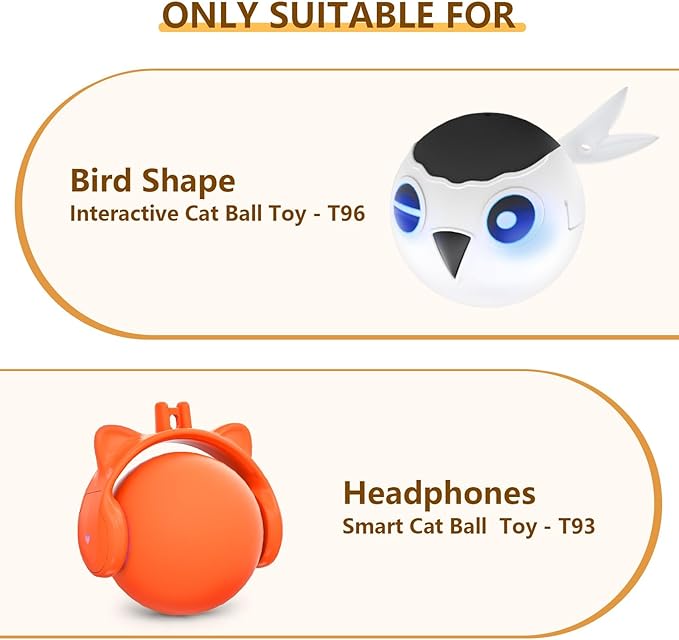 ORSDA 3 PCS Replacement Refills, Cat Toys Feather Tail, Crinkle Balls, Pom Pom Balls for Interactive Kitten Toys, only Suitable T93&T96 Cat Ball Toy