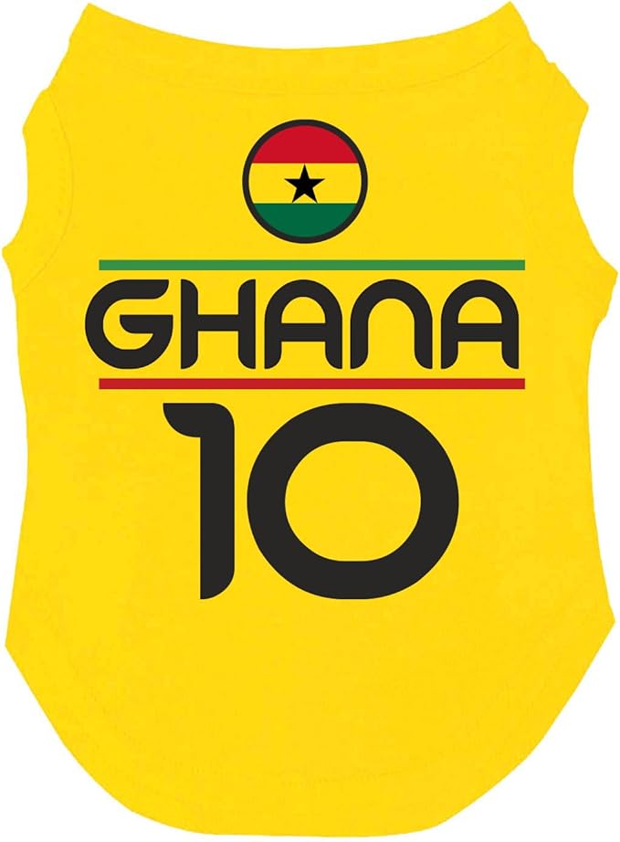Ghana Flag Soccer Jersey Style Dog Tee Shirt | Sleeveless Breeds | International Soccer | Game Day |Yellow, 4X-Large 1788
