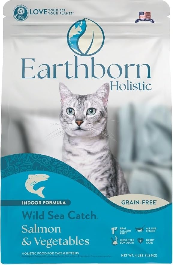 Earthborn Holistic Wild Sea Catch Grain-Free Dry Cat Food, High Protein Salmon & Whitefish Protein Recipe, Omega 3 and 6 Fatty Acids, 12.5 lb Bag