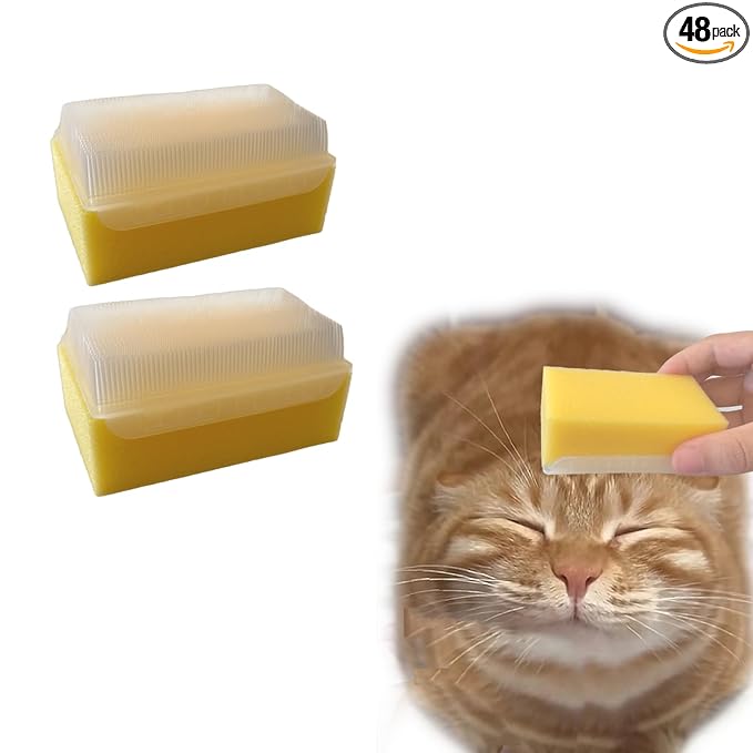 2PC Soft Cat Brush for Grooming - Gentle Cat Tongue Brush with1300+Barbed Serrations, Brushes for Sensitive Cats-Lightweight, gentle, Perfect for Daily Grooming&Enhancing Bonding (yellow)