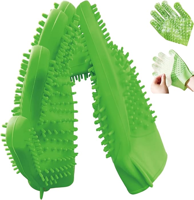 YOFANG Double-Side Pet Grooming Gloves for Cats & Dogs, Silicone Pet Hair Removal Glove for Bathing, Shedding & Massage, Gentle Cat & Dog Grooming Glove for Long & Short Hair Pets
