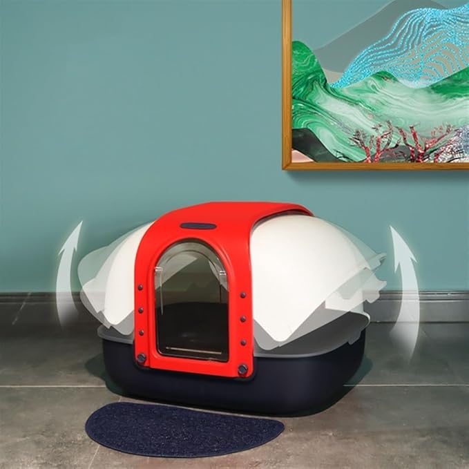 Pet Supplies, Large Covered Cat Litter Box, Anti-Splash Enclosed & Easy Clean, w/Scoop & Mat(Green)