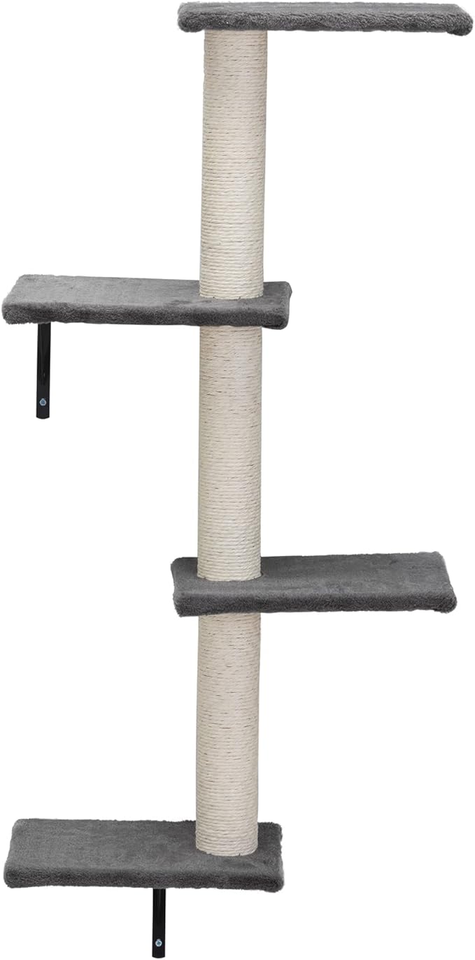 Cat Hammock Wooden Wall-Mounted Shelves Cat Climber Set of 5, Floating Cat Perches, Hanging Cat Beds for Sleeping, Playing, Climbing- Modern Cat Bed & Furniture for Large Cats Or Kitty, Grey