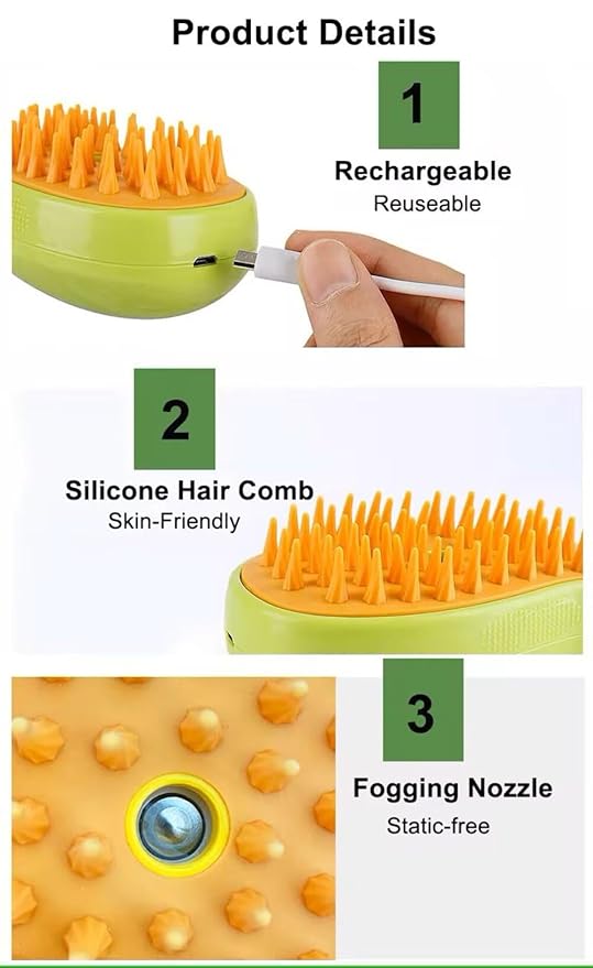 2024 Multifunctional Pet Grooming Brush - 3-in-1 Detangling and Massage Comb for Removing Loose Hair from Cats and Dogs (Banana)