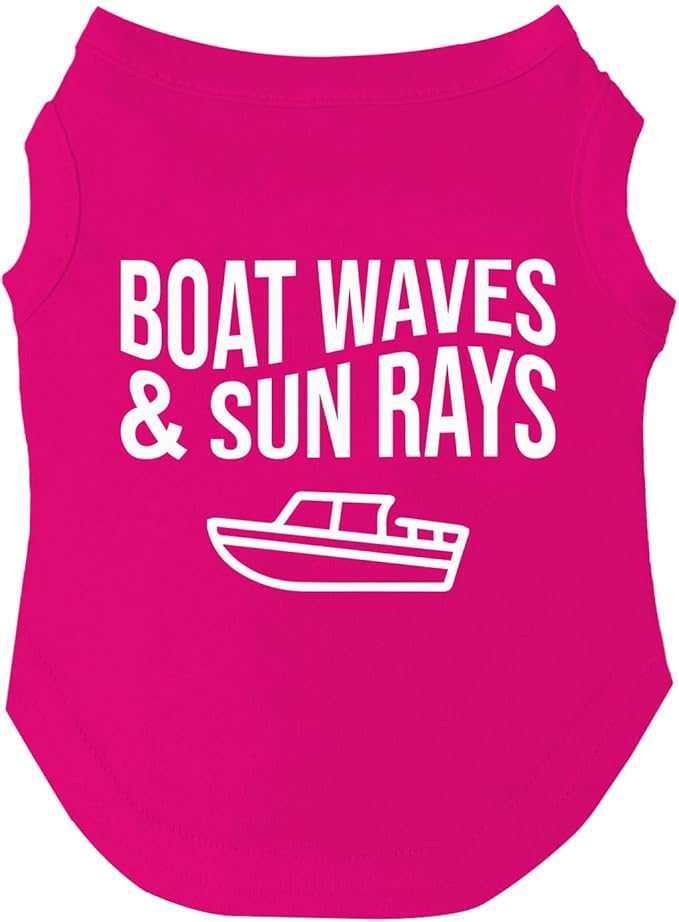 Boat Waves & Sun Rays Dog Tee Shirt | Sleeveless | Sizes for Puppies, Toys and Large Breeds (Hot Pink, X-Large 806)